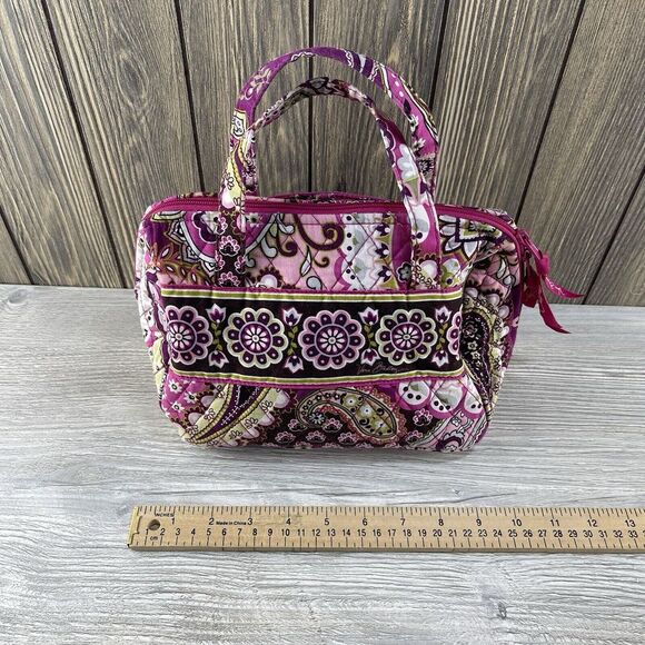 VERA BRADLEY Pink Floral Cotton Quilted Medium Bag Handbag Purse - Makeup - Picture 16 of 16